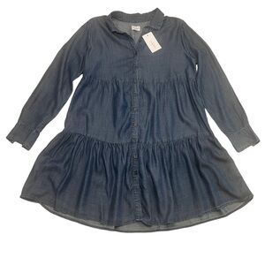 Isabel Maternity Long Sleeve Tiered Chambray Dress NWT Size M